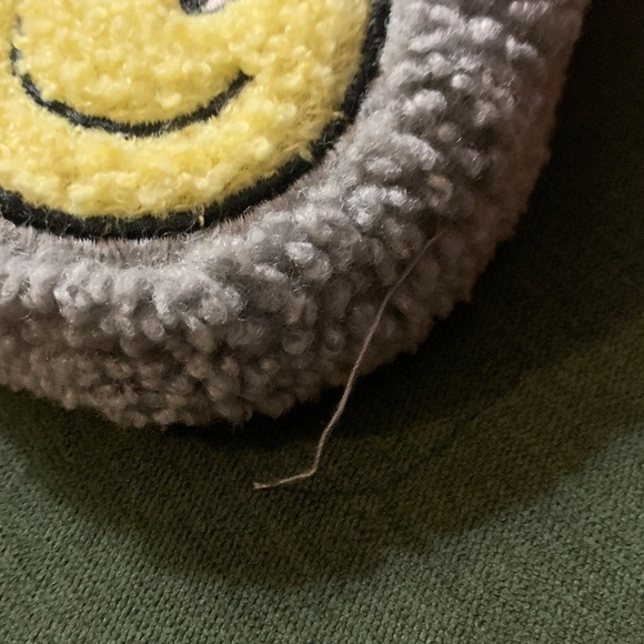 Toddler Fuzzy Bow Smiley Face Pink and Gray Slippers/Houseshoes - Picture 5 of 5